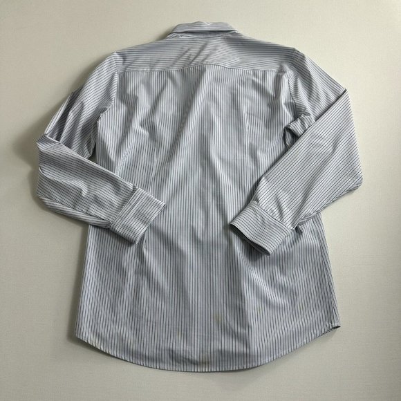Mizzen + Main Shirt Men's Medium Trim Button Up Trim Fit Blue White Stripes LS - Picture 2 of 9